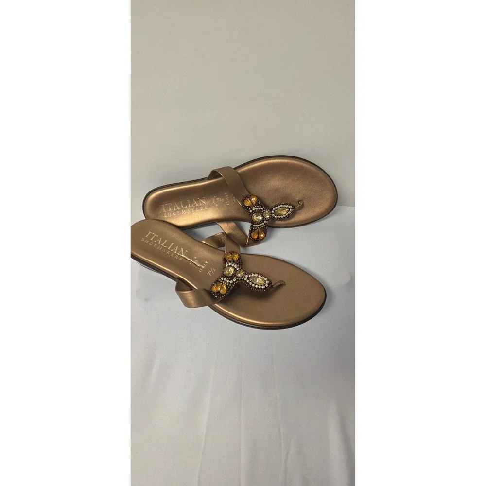 NWOT- Size 7 1/2 Italian Shoemakers Rhinestone bronze/ brown /gold sandals